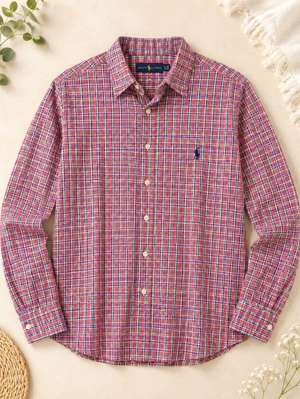 Ralph Lauren Button-Up Plaid Red 2XLT Tall Classic Fit Shirt